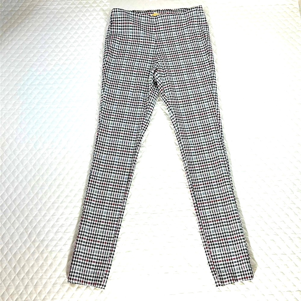 Michael KORS Pull On Stretch Pants. Ankle/Cropped. Black & Burgundy on White. SM